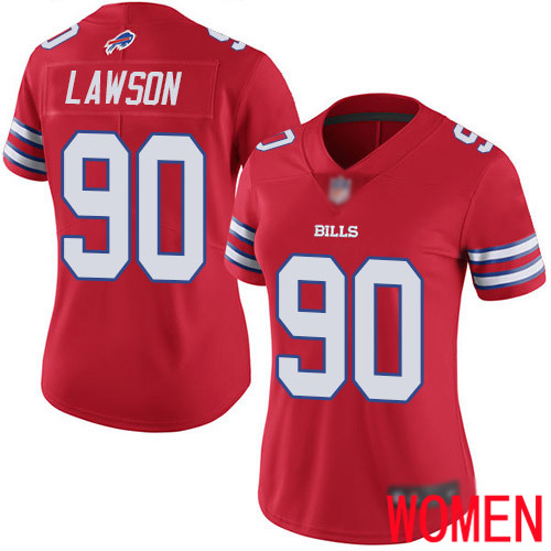 Women Buffalo Bills #90 Shaq Lawson Limited Red Rush Vapor Untouchable NFL Jersey->women nfl jersey->Women Jersey